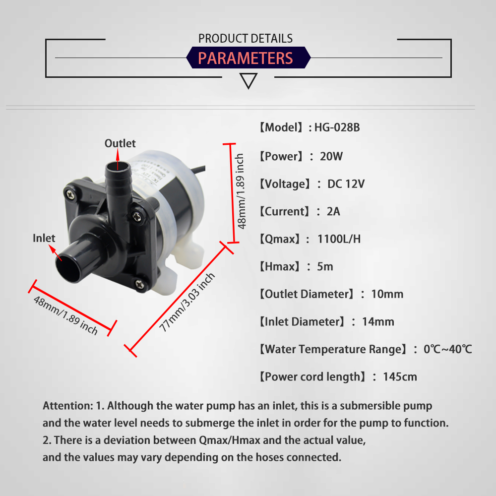12V DC Brushless Small Submers - đánh giá và giá Aquarium Pump